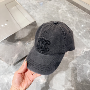 Celine Triomphe Denim Black Baseball Hat