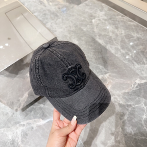Celine Triomphe Denim Black Baseball Hat