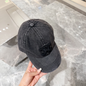Celine Triomphe Denim Black Baseball Hat