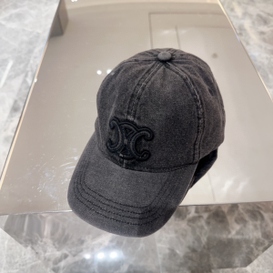 Celine Triomphe Denim Black Baseball Hat