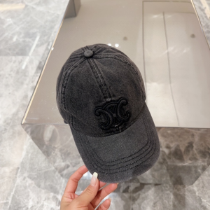 Celine Triomphe Denim Black Baseball Hat