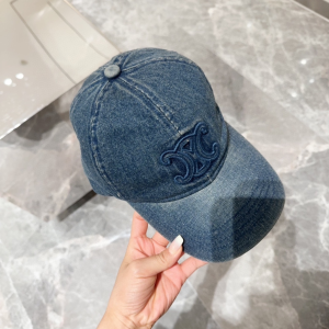 Celine Triomphe Denim Blue Baseball Hat