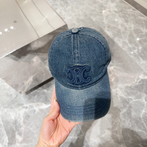 Celine Triomphe Denim Blue Baseball Hat