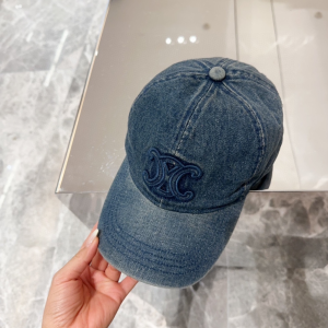 Celine Triomphe Denim Blue Baseball Hat