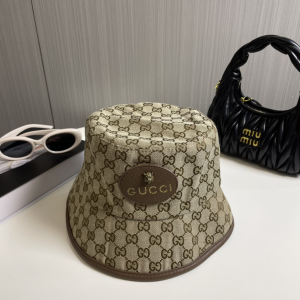 Gucci Beige GG Canvas Bucket Cap Hat