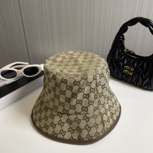 Gucci Beige GG Canvas Bucket Cap Hat