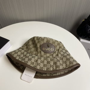 Gucci Beige GG Canvas Bucket Cap Hat