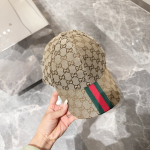 Gucci Beige GG Canvas Web Baseball Hat