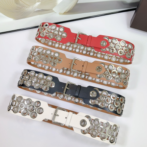 Alaia Eyelet Embellished Leather Belt 65MM Alaia Eyelet Embellished Leather Belt 65MM