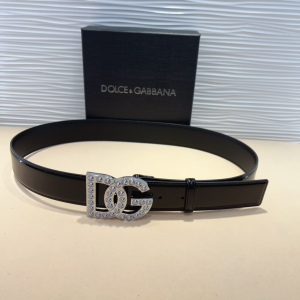 Dolce Gabbana DG Logo Polished Calfskin Leather Belt Black 40MM Dolce Gabbana DG Logo Polished Calfskin Leather Belt Black 40MM