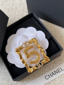 Chanel Gold Metal No5 Square Brooch