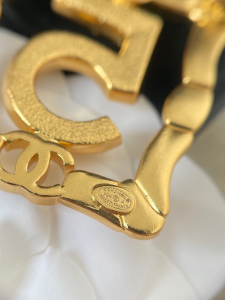 Chanel Gold Metal No5 Square Brooch