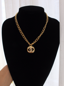 Chanel Pearls CC Logo Necklaces Gold