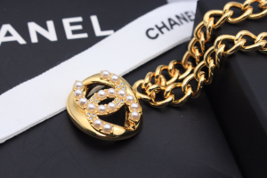 Chanel Pearls CC Logo Necklaces Gold