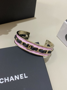 Chanel CC Chain Cuff Bracelet Pink