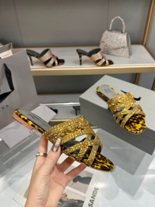 Gina Gold crystals embellished leather loren flat slides sandal Gina Gold crystals embellished leather loren flat slides sandal