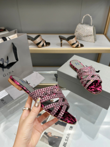 Gina Purple crystals embellished leather loren flat slides sandal Gina Purple crystals embellished leather loren flat slides sandal