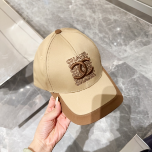Chanel CC Logo Beige Fabric Baseball Cap Hat