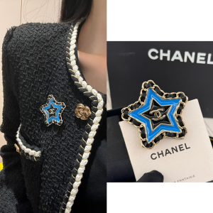 Chanel CC Star Chain Leather Brooch
