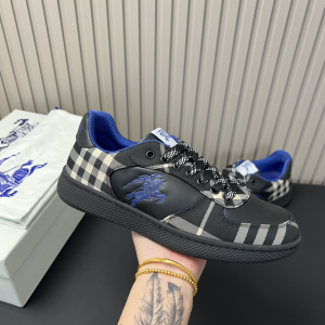 Burberry Cotton Check and Leather Terrace Sneakers Black Burberry Cotton Check and Leather Terrace Sneakers Black