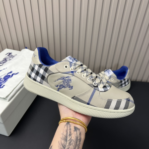 Burberry Cotton Check and Leather Terrace Sneakers Grey Burberry Cotton Check and Leather Terrace Sneakers Grey