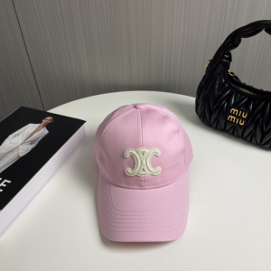 Celine Triomphe Pink Canvas Baseball Cap Hat
