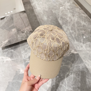 Gucci Beige GG Mesh Baseball Cap Hat