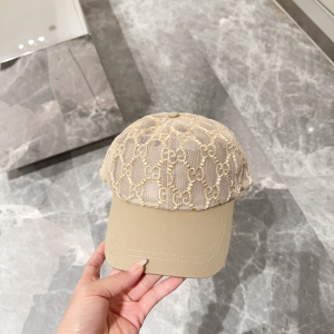 Gucci Beige GG Mesh Baseball Cap Hat