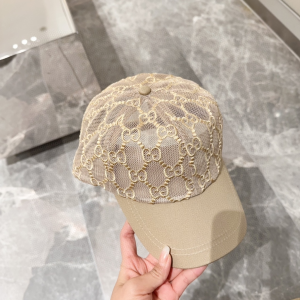 Gucci Beige GG Mesh Baseball Cap Hat