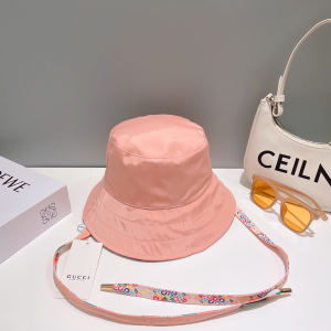 Gucci Pink Canvas Bucket Cap Hat