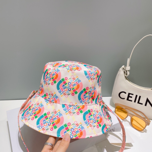 Gucci Pink Canvas Bucket Cap Hat