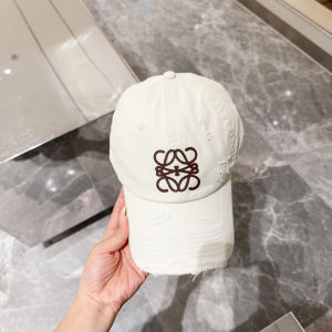 Loewe Anagram White Cotton Baseball Cap Hat