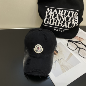 Moncler Cotton Canvas Baseball Cap Hat Black