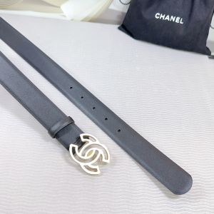 Chanel CC logo Black Leather Belt 30MM