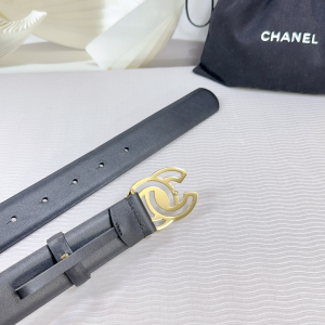 Chanel CC logo Black Leather Belt 30MM