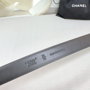 Chanel CC logo Black Leather Belt 30MM