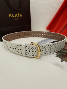 Alaia Neo Vivienne Open Work Leather Belt White 50MM Alaia Neo Vivienne Open Work Leather Belt White 50MM