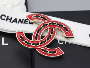 Chanel Red Chain CC Logo Brooch