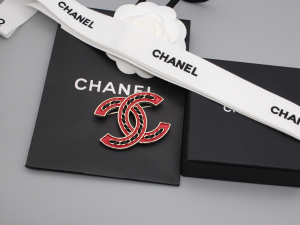 Chanel Red Chain CC Logo Brooch