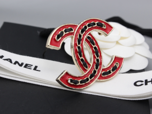 Chanel Red Chain CC Logo Brooch