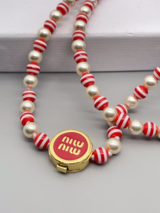 Miu Miu Red White Pearl Necklaces