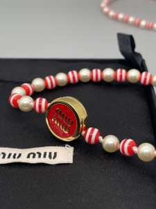 Miu Miu Red White Pearl Necklaces
