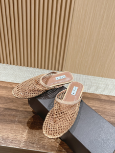 Alaia Beige Fishnet Flat Mules