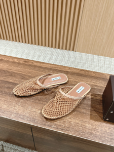 Alaia Beige Fishnet Flat Mules