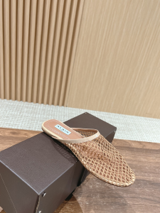 Alaia Beige Fishnet Flat Mules