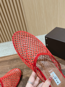 Alaia Red Fishnet Flat Mules