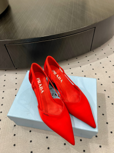 Prada Red Satin Pumps 50MM