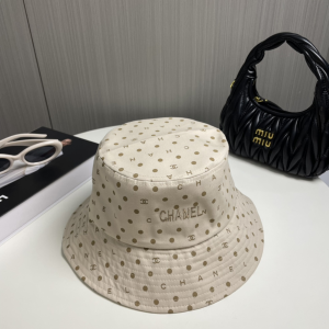 Chanel CC Logo Beige Bucket Cap Hat