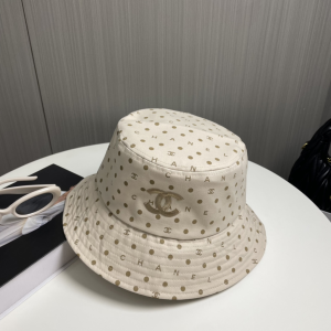 Chanel CC Logo Beige Bucket Cap Hat