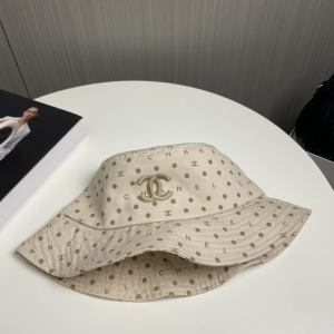 Chanel CC Logo Beige Bucket Cap Hat